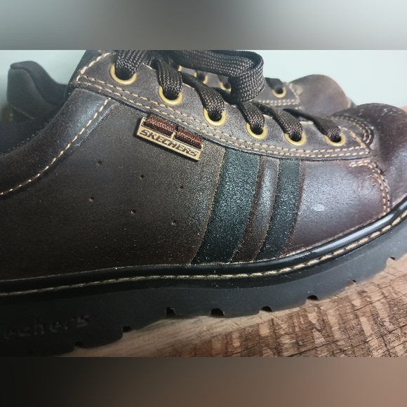 Skechers Womens Y2K Chunky Oxford Sneakers 7.5 Brown Leather Suede Grunge - Picture 2 of 16
